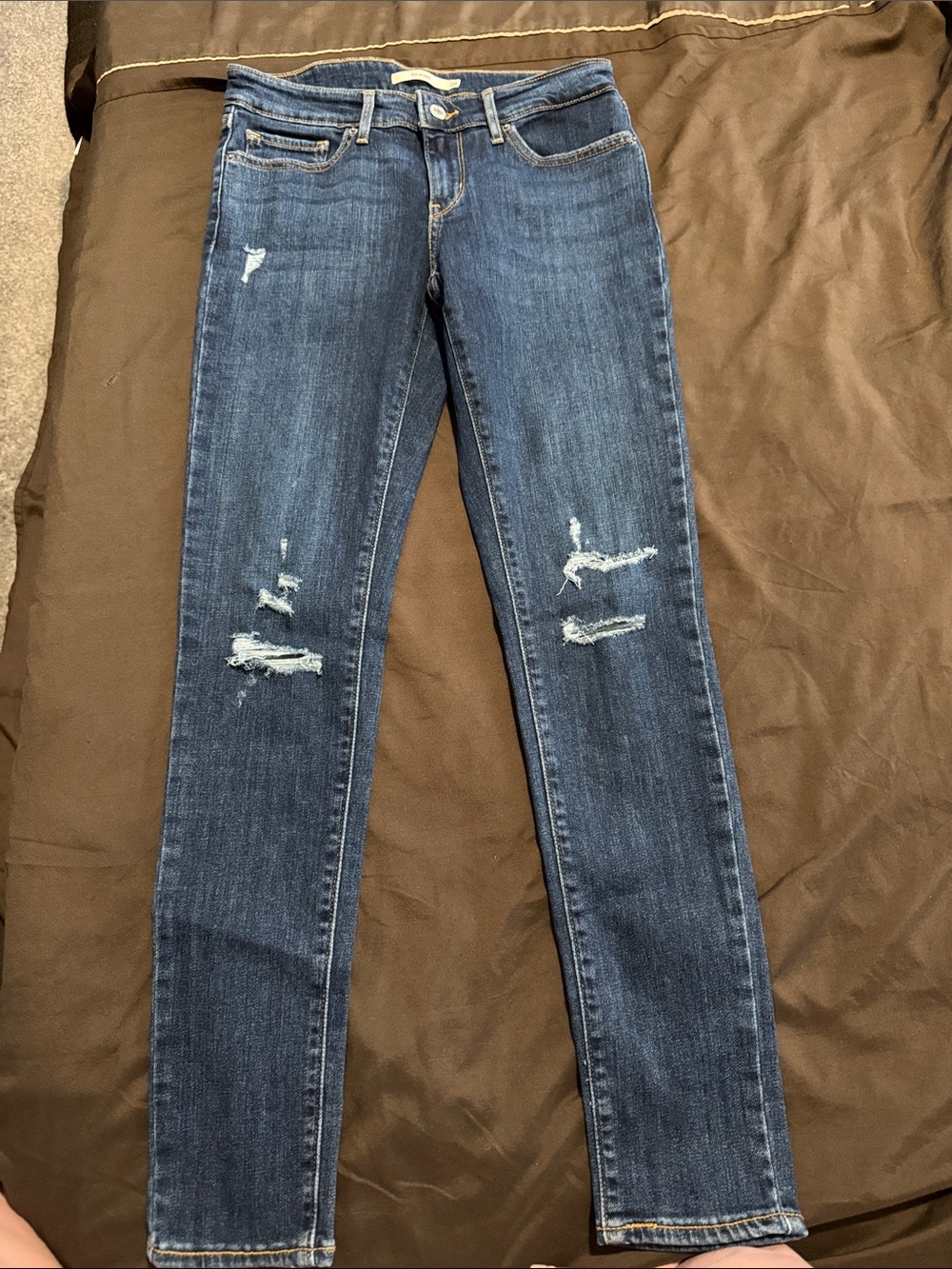 Dark Blue Distressed Women’s Skinny Jeans